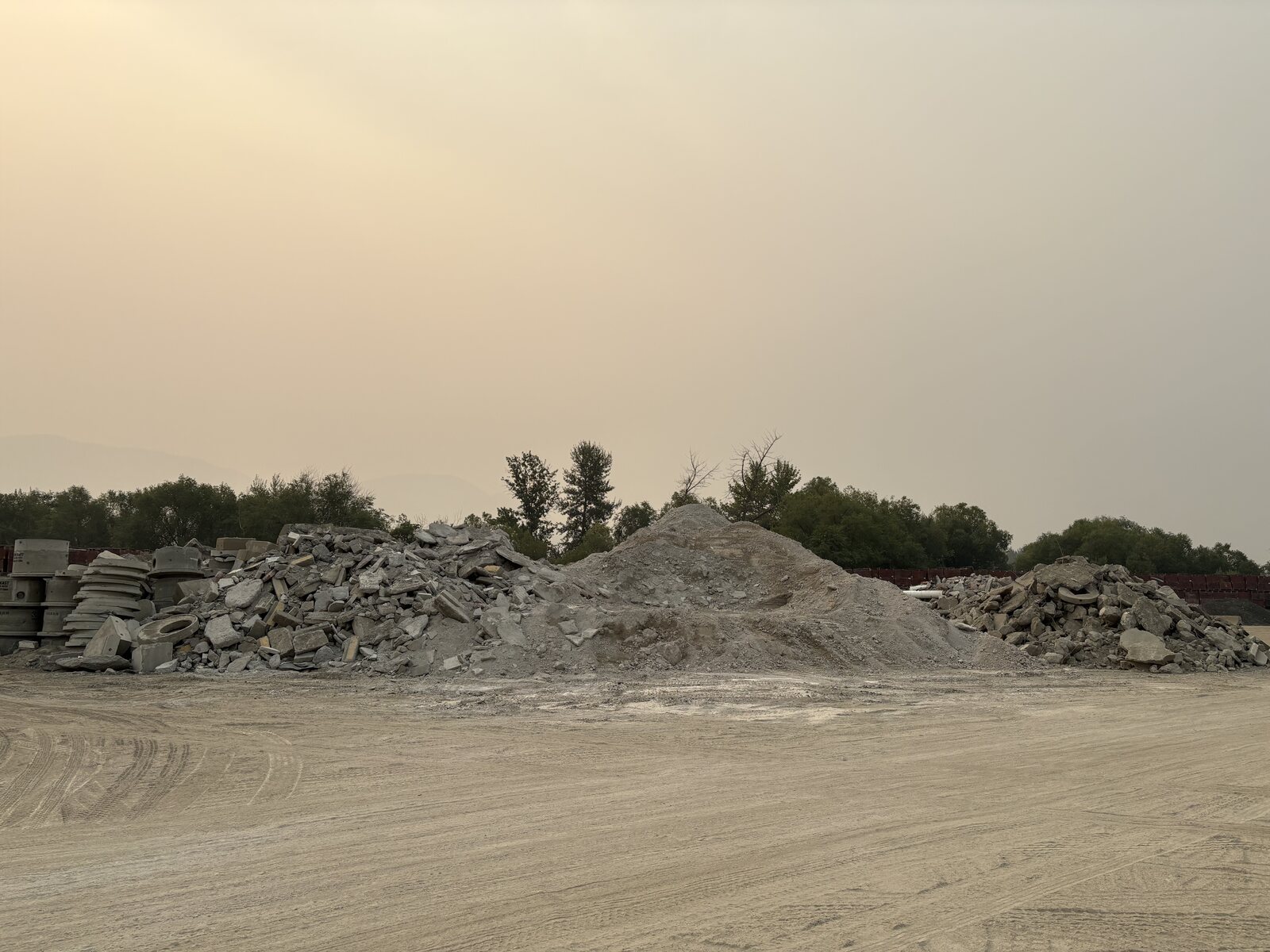 Stockpile of broken concrete at the ReLoad Okanagan yard
